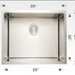 American Imaginations AI-34438 24" Stainless Steel Square Stainless Steel Modern Kitchen Sink