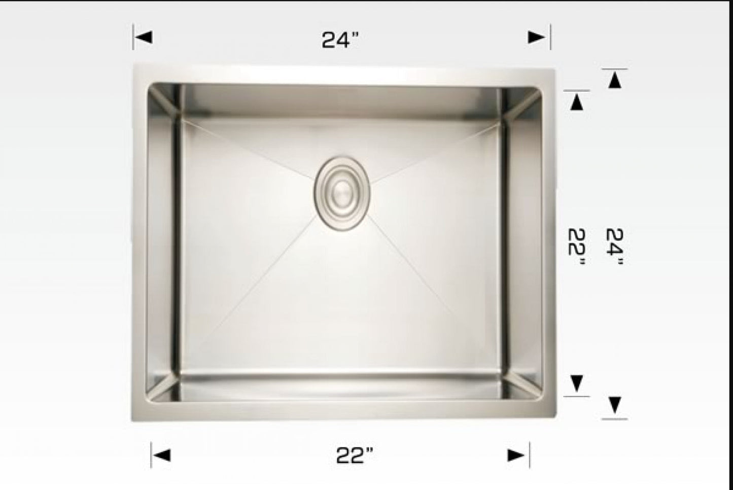 American Imaginations AI-34438 24" Stainless Steel Square Stainless Steel Modern Kitchen Sink
