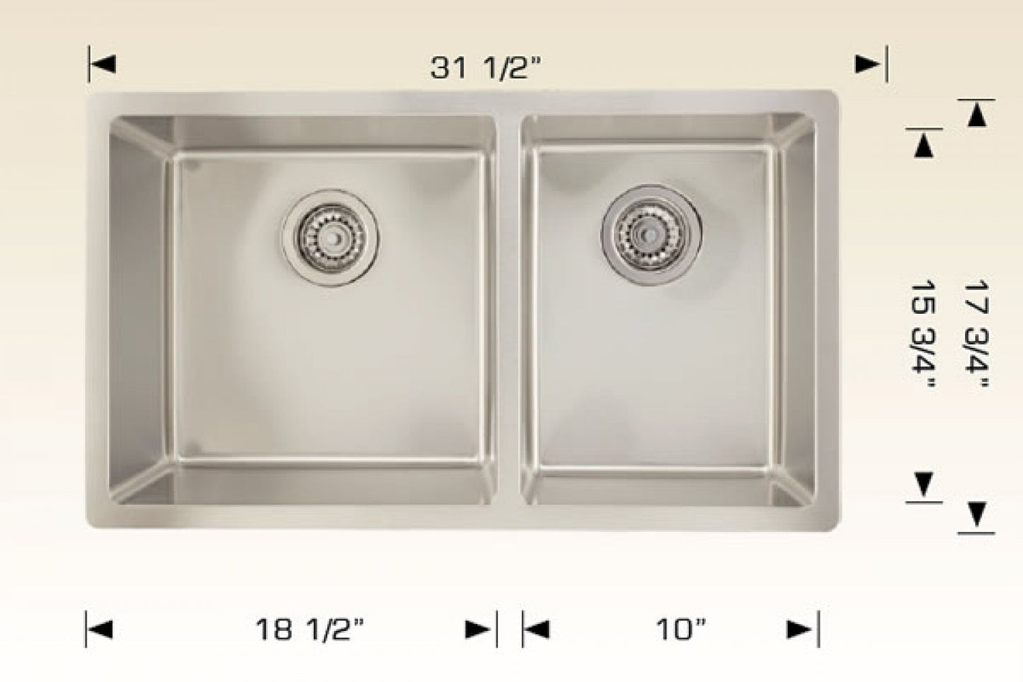 American Imaginations AI-34441 32" Stainless Steel Rectangle Stainless Steel Modern Kitchen Sink