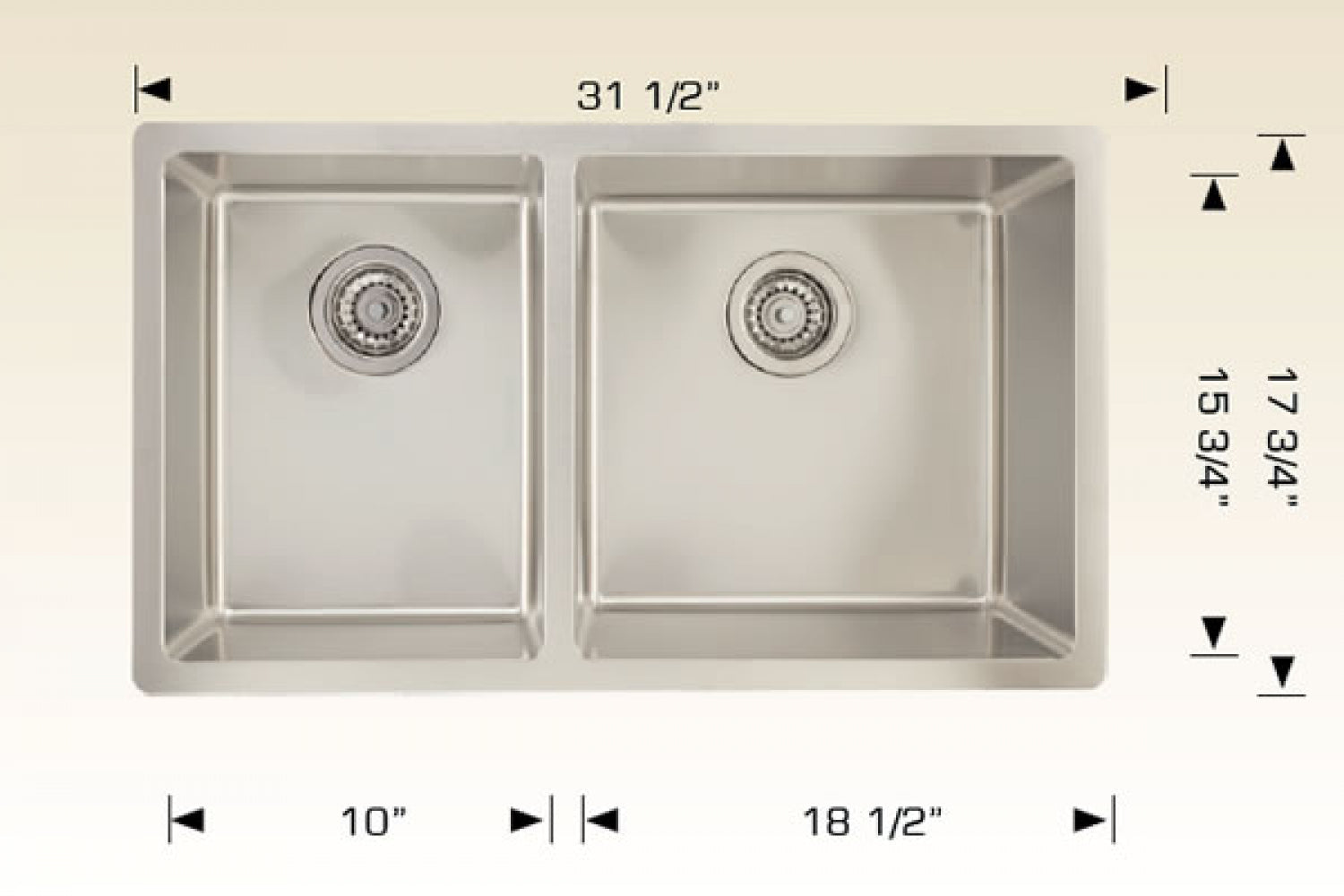 American Imaginations AI-34446 32" Stainless Steel Rectangle Stainless Steel Modern Kitchen Sink