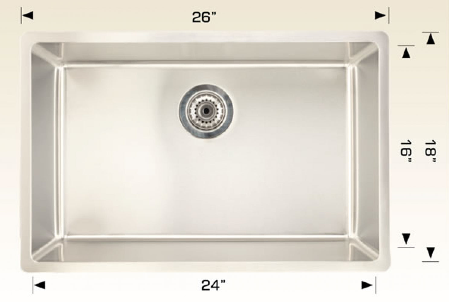 American Imaginations AI-34447 26" Stainless Steel Rectangle Stainless Steel Modern Kitchen Sink