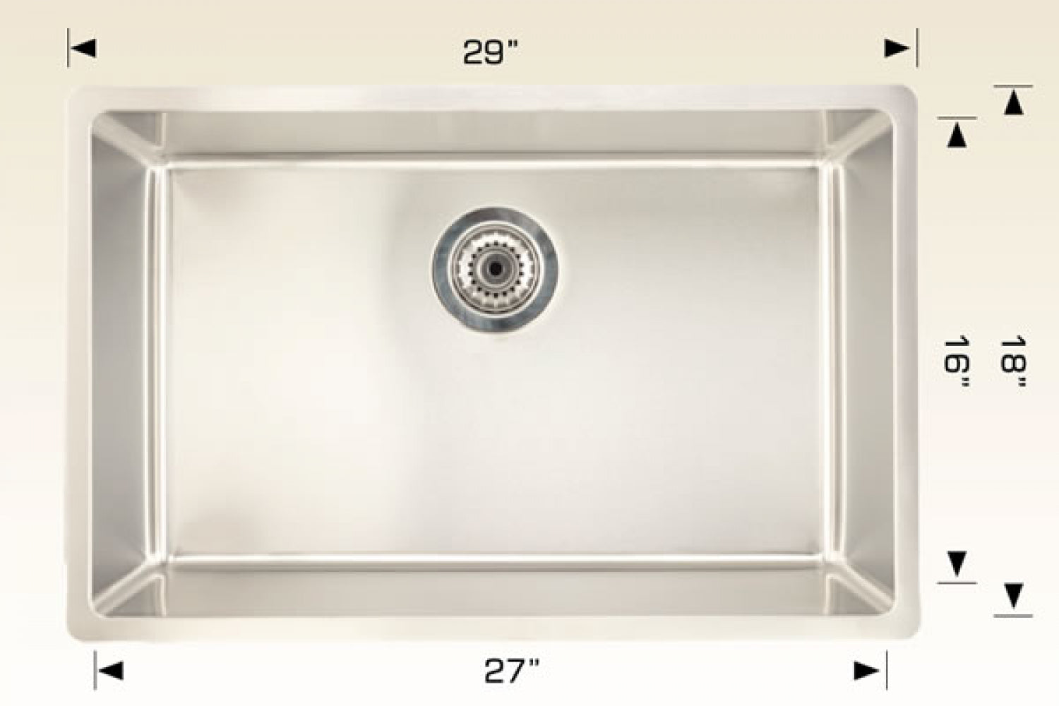 American Imaginations AI-34448 29" Stainless Steel Rectangle Stainless Steel Modern Kitchen Sink