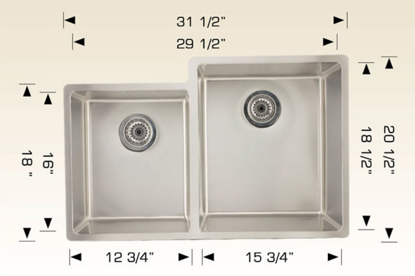 American Imaginations AI-34449 32" Stainless Steel Rectangle Stainless Steel Modern Kitchen Sink
