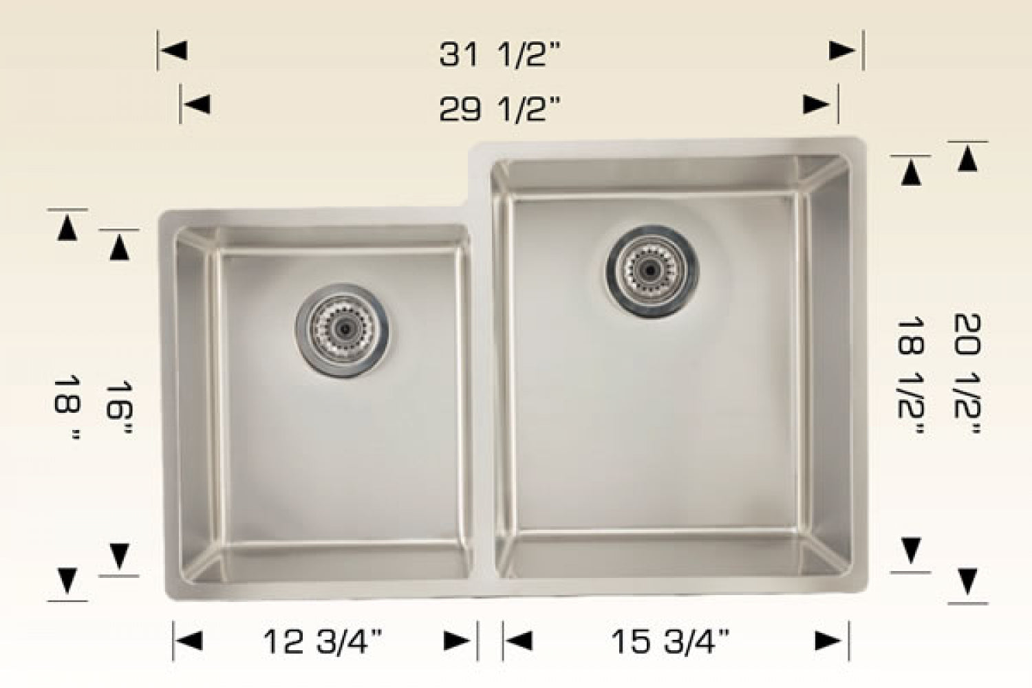 American Imaginations AI-34449 32" Stainless Steel Rectangle Stainless Steel Modern Kitchen Sink