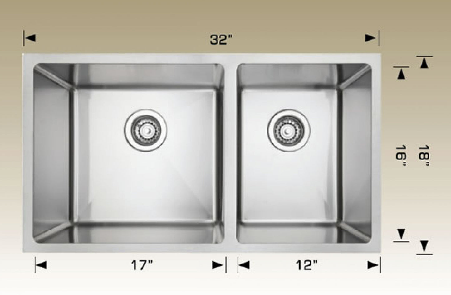 American Imaginations AI-34450 32" Stainless Steel Rectangle Stainless Steel Modern Kitchen Sink