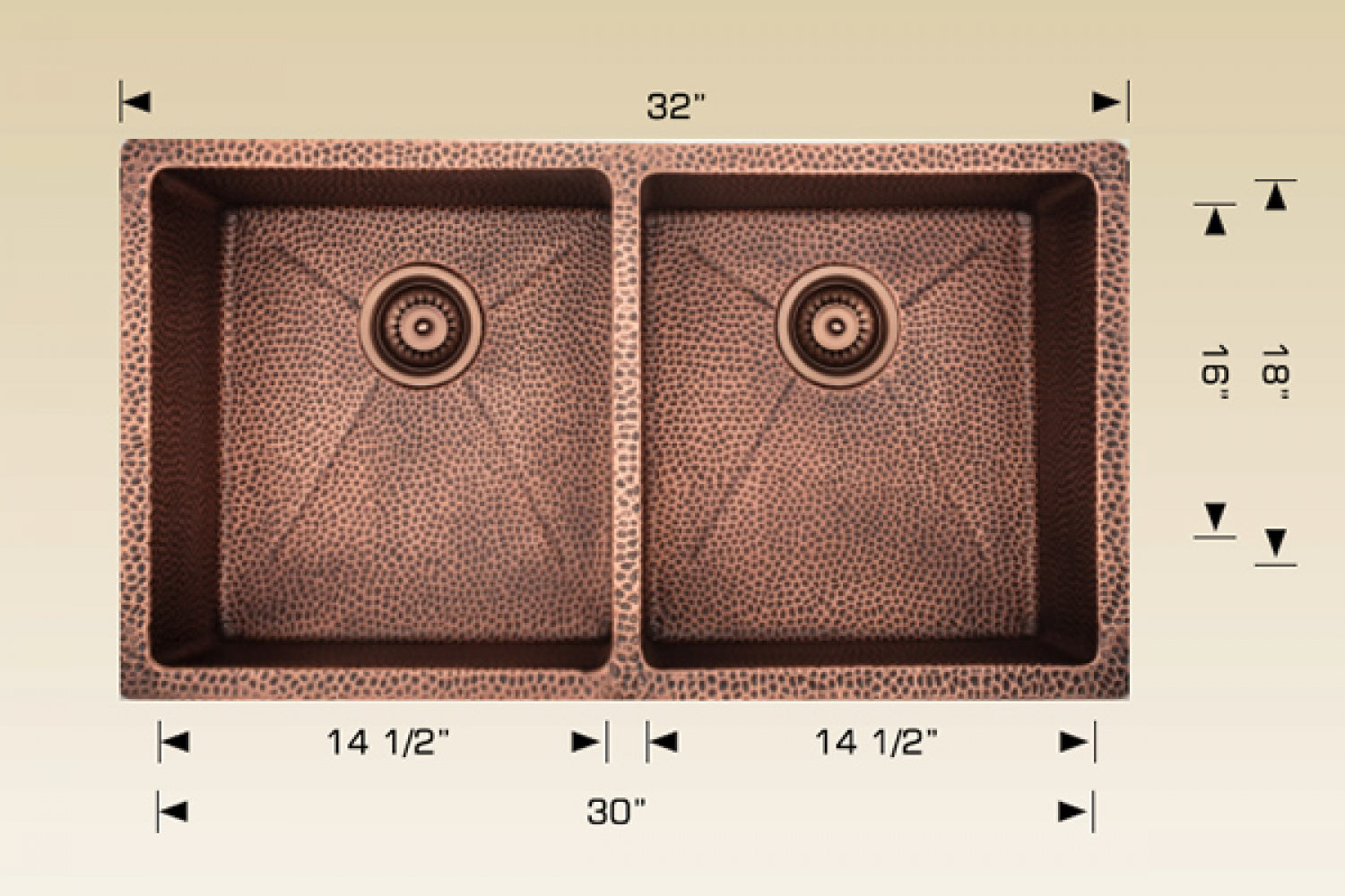 American Imaginations AI-34451 32" Copper Rectangle Copper Modern Kitchen Sink