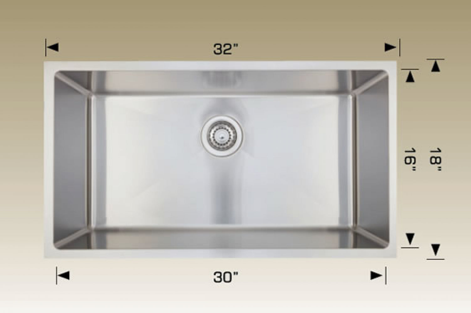 American Imaginations AI-34453 32" Stainless Steel Rectangle Stainless Steel Modern Kitchen Sink