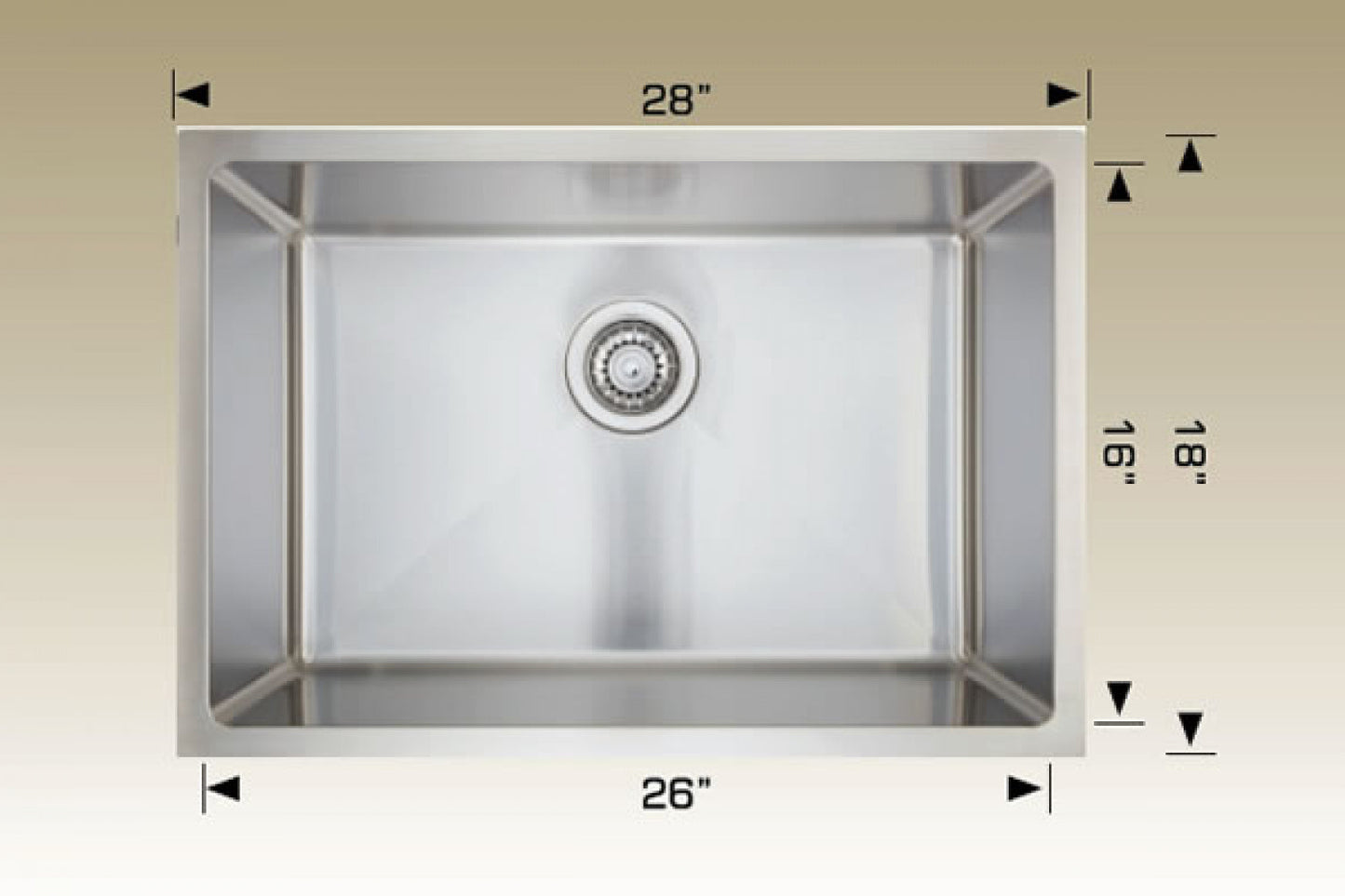 American Imaginations AI-34458 28" Stainless Steel Rectangle Stainless Steel Modern Kitchen Sink