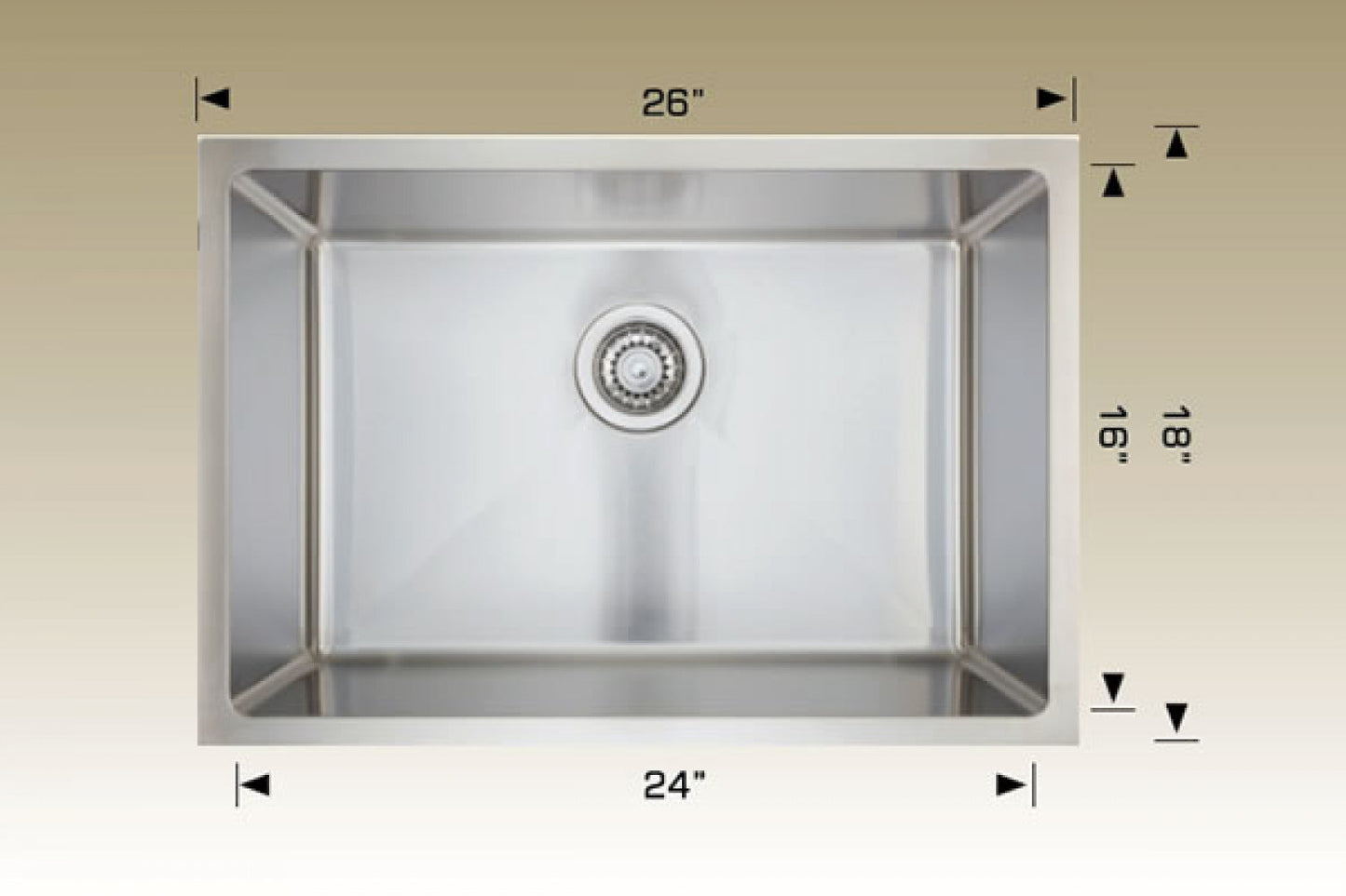 American Imaginations AI-34460 26" Stainless Steel Rectangle Stainless Steel Modern Kitchen Sink