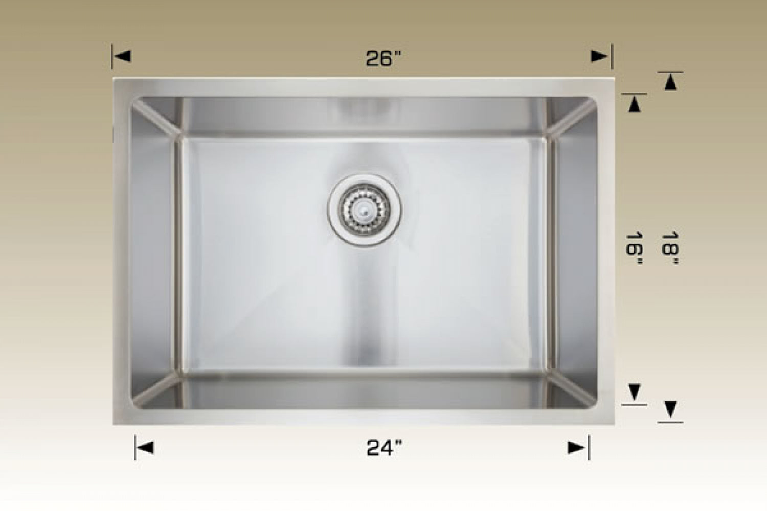 American Imaginations AI-34460 26" Stainless Steel Rectangle Stainless Steel Modern Kitchen Sink
