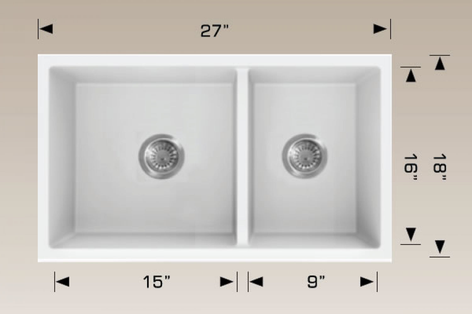 American Imaginations AI-34461 27" White Granite Composite Rectangle Granite Composite Modern Kitchen Sink