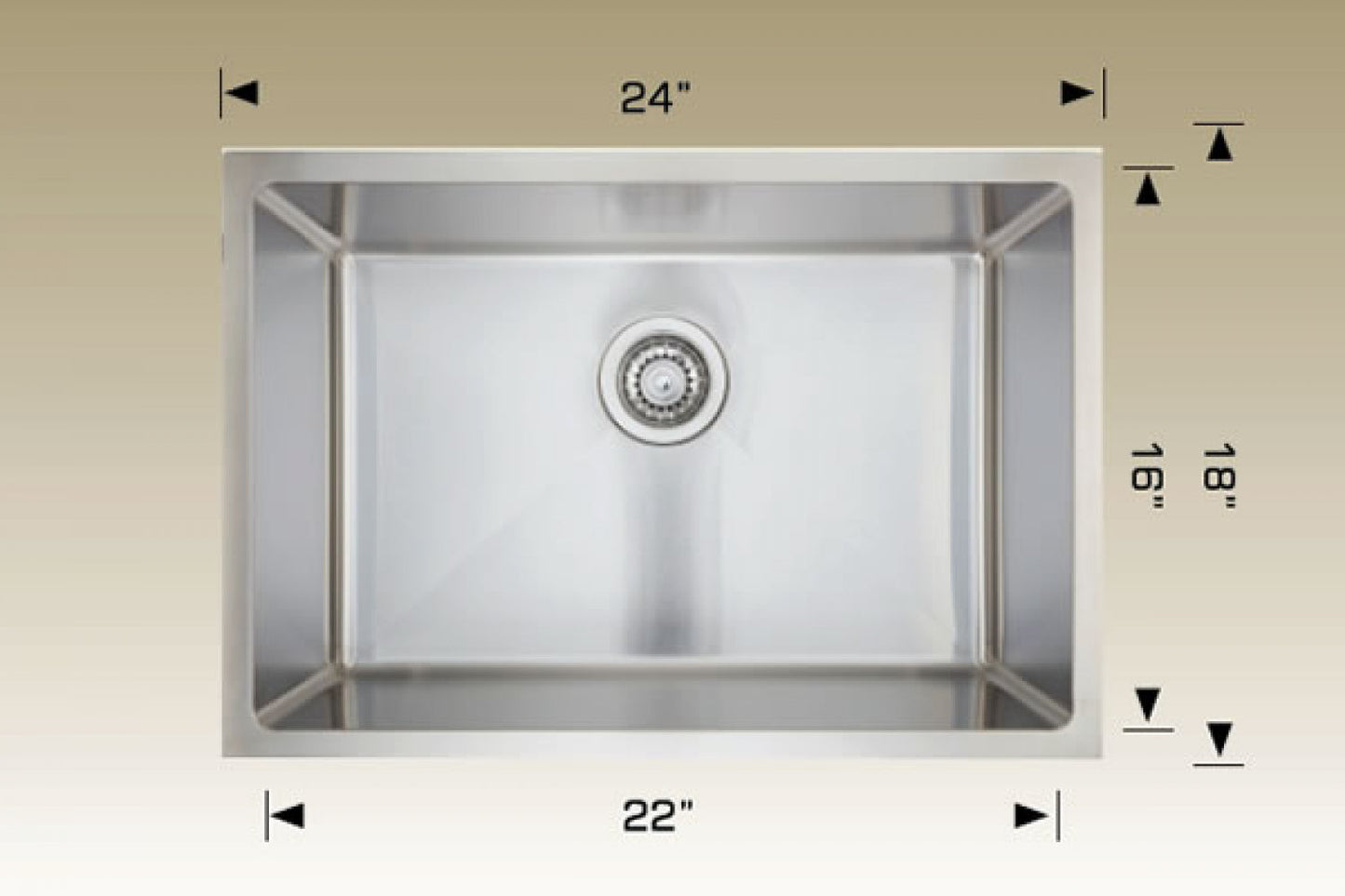 American Imaginations AI-34464 24" Stainless Steel Rectangle Stainless Steel Modern Kitchen Sink