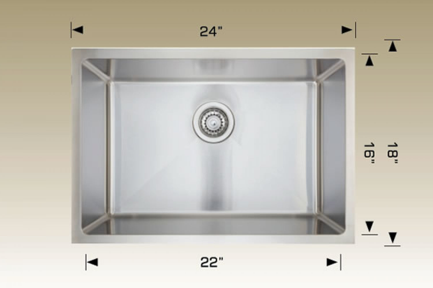 American Imaginations AI-34464 24" Stainless Steel Rectangle Stainless Steel Modern Kitchen Sink