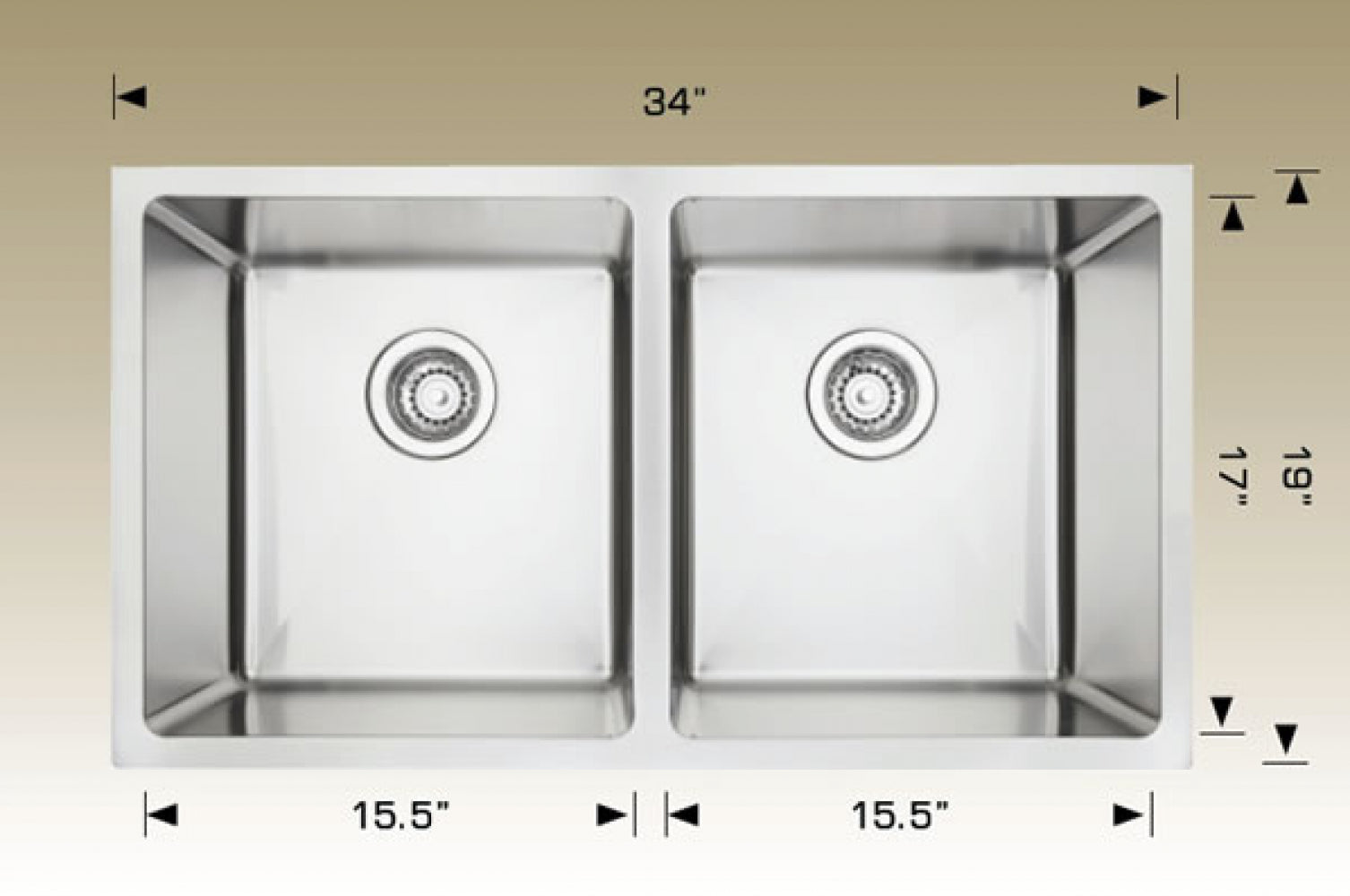American Imaginations AI-34468 34" Stainless Steel Rectangle Stainless Steel Modern Kitchen Sink