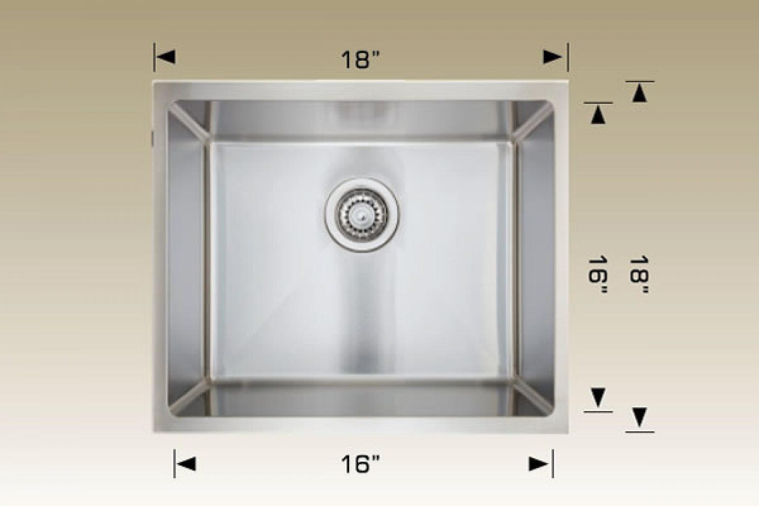 American Imaginations AI-34469 18" Stainless Steel Square Stainless Steel Modern Kitchen Sink