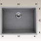 American Imaginations AI-34472 20" Grey Granite Composite Rectangle Granite Composite Modern Kitchen Sink