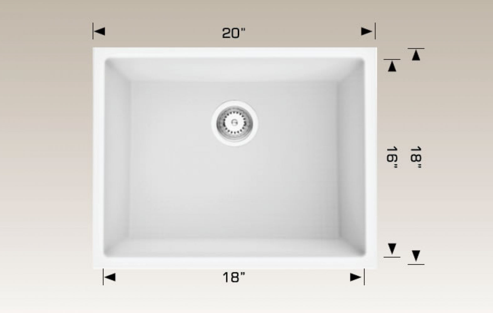 American Imaginations AI-34474 20" White Granite Composite Rectangle Granite Composite Modern Kitchen Sink