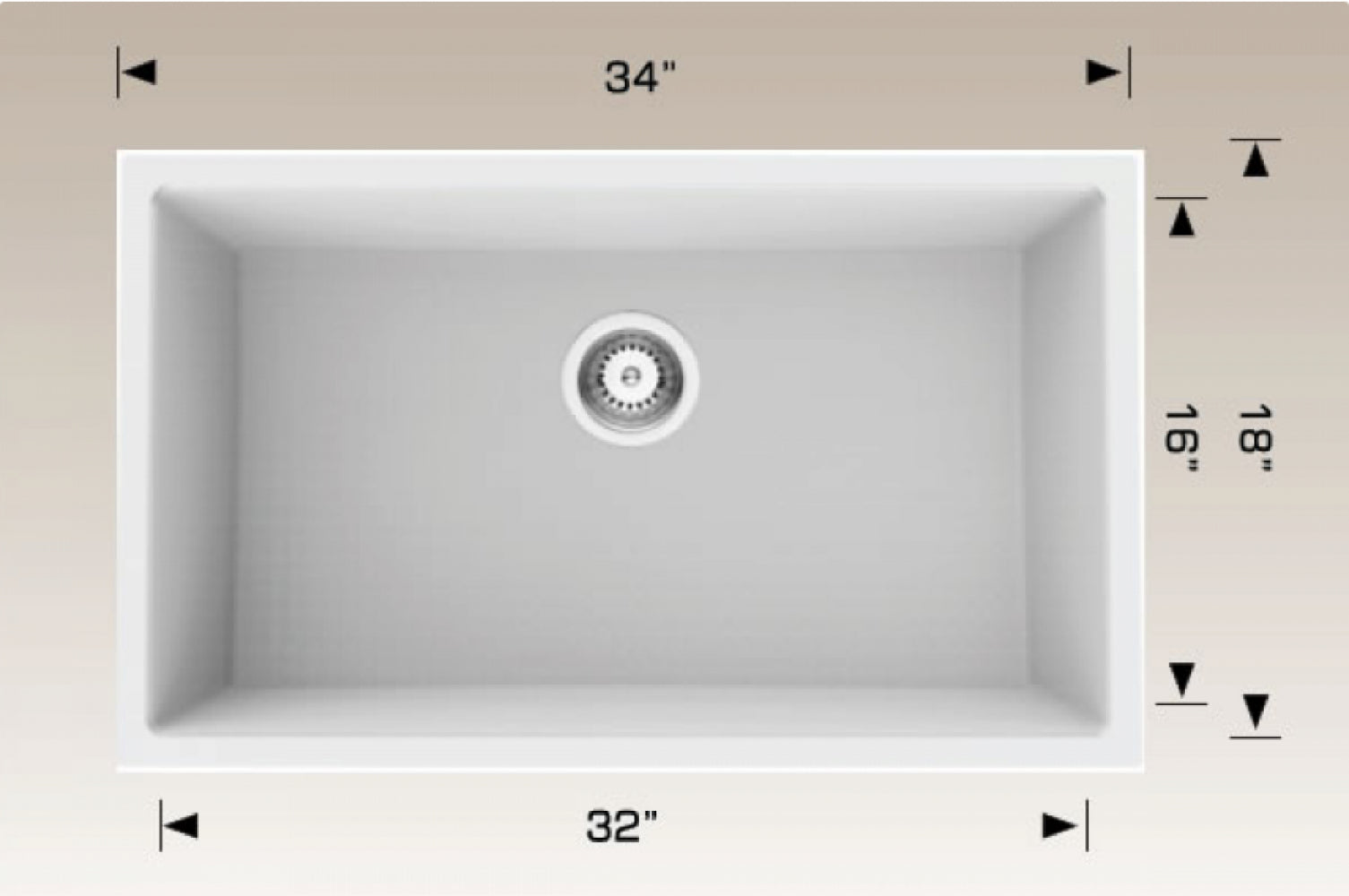 American Imaginations AI-34477 34" White Granite Composite Rectangle Granite Composite Modern Kitchen Sink
