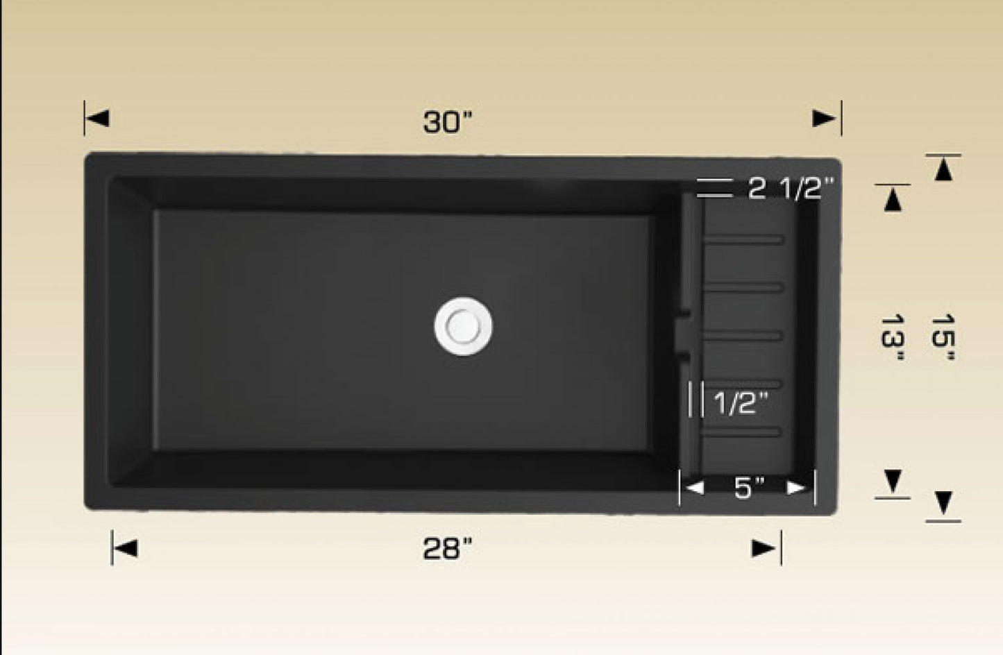 American Imaginations AI-34483 30" Black Granite Composite Rectangle Granite Composite Modern Kitchen Sink