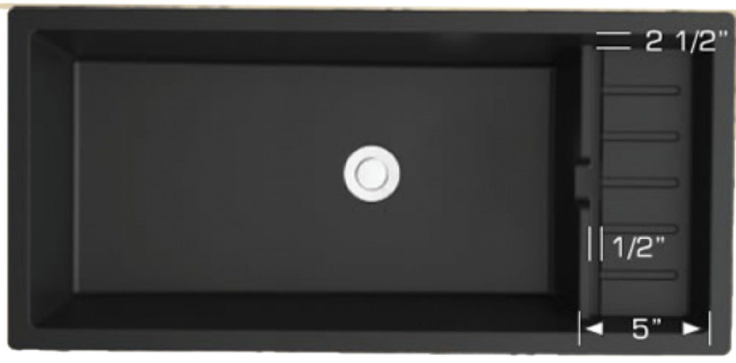 American Imaginations AI-34483 30" Black Granite Composite Rectangle Granite Composite Modern Kitchen Sink