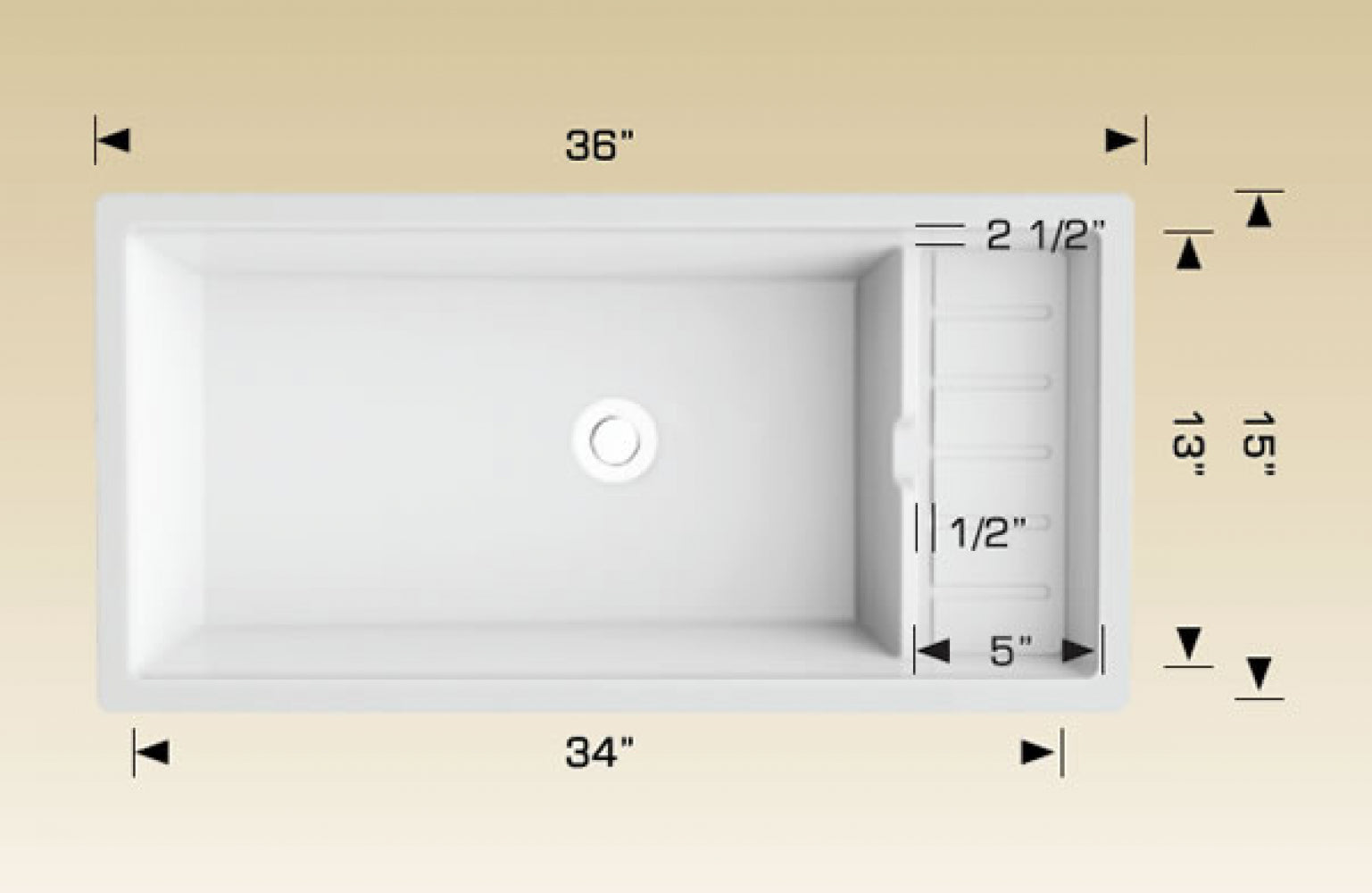 American Imaginations AI-34484 36" White Granite Composite Rectangle Granite Composite Modern Kitchen Sink