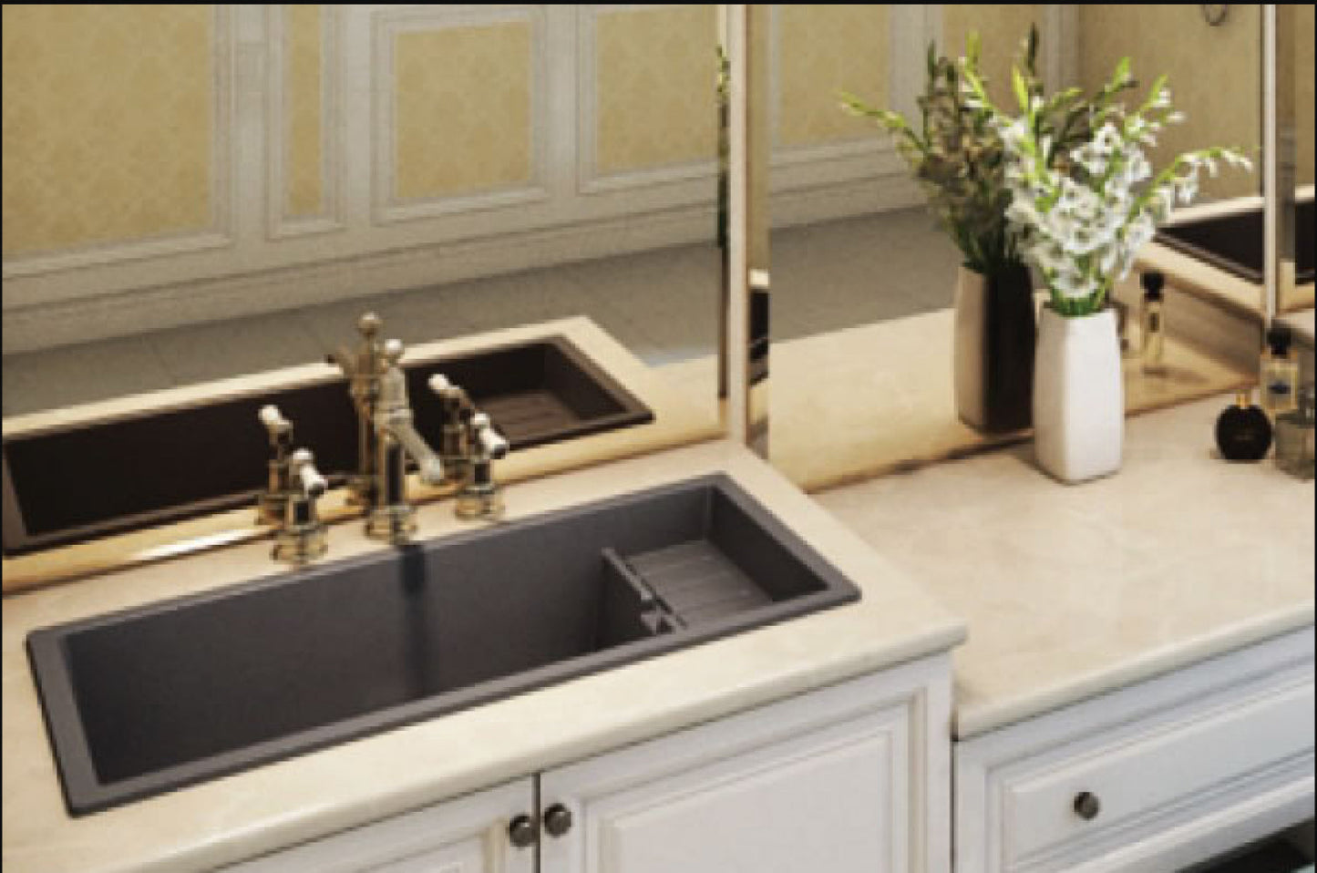American Imaginations AI-34484 36" White Granite Composite Rectangle Granite Composite Modern Kitchen Sink