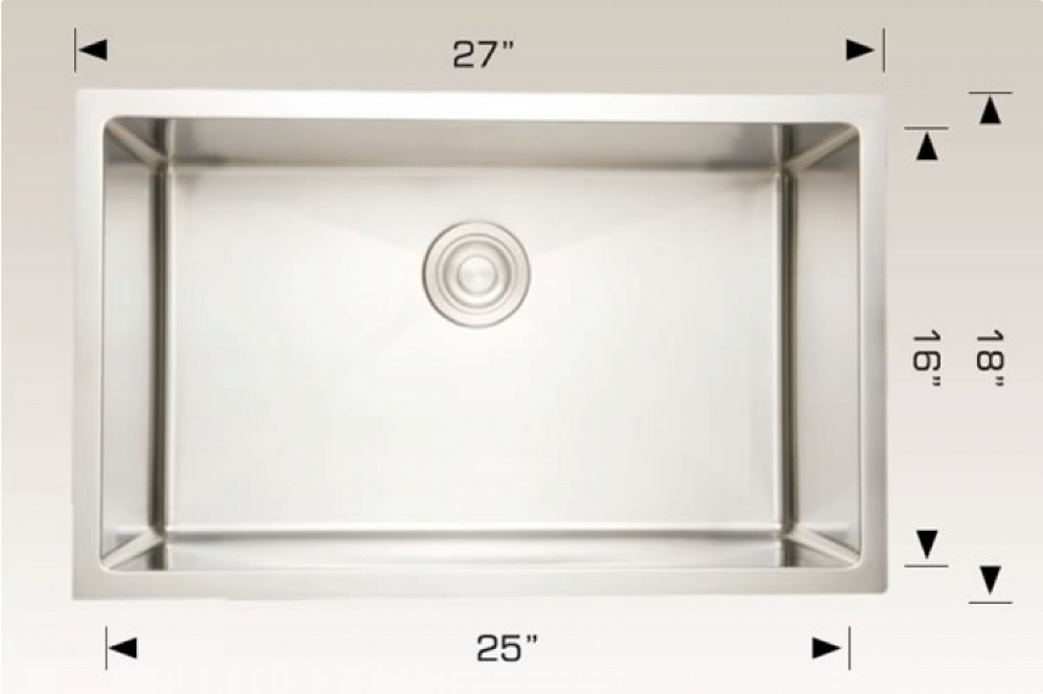 American Imaginations AI-34487 27" Stainless Steel Rectangle Stainless Steel Modern Kitchen Sink