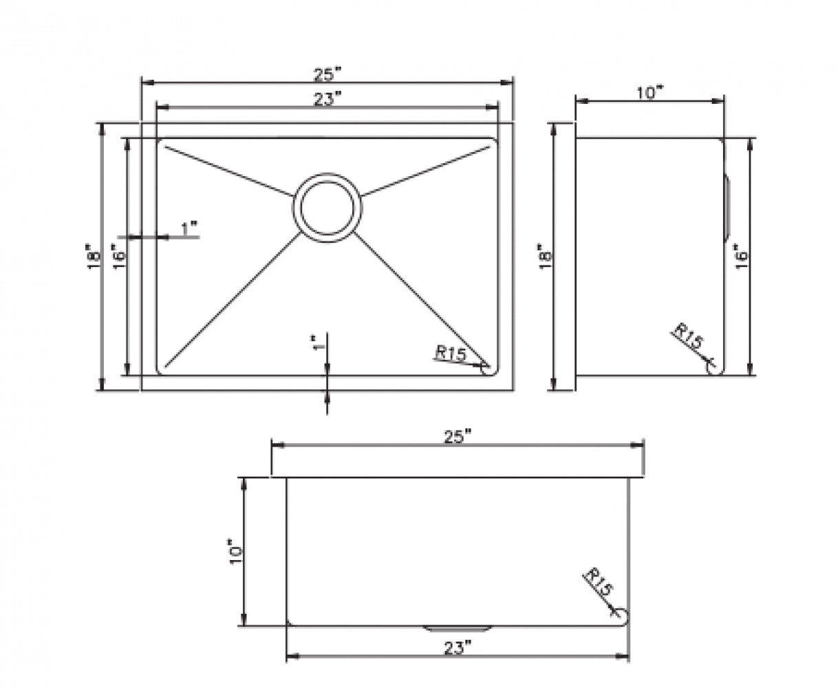 American Imaginations AI-34491 25" Stainless Steel Rectangle Stainless Steel Modern Kitchen Sink