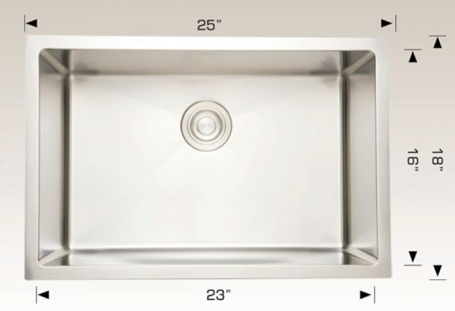 American Imaginations AI-34491 25" Stainless Steel Rectangle Stainless Steel Modern Kitchen Sink