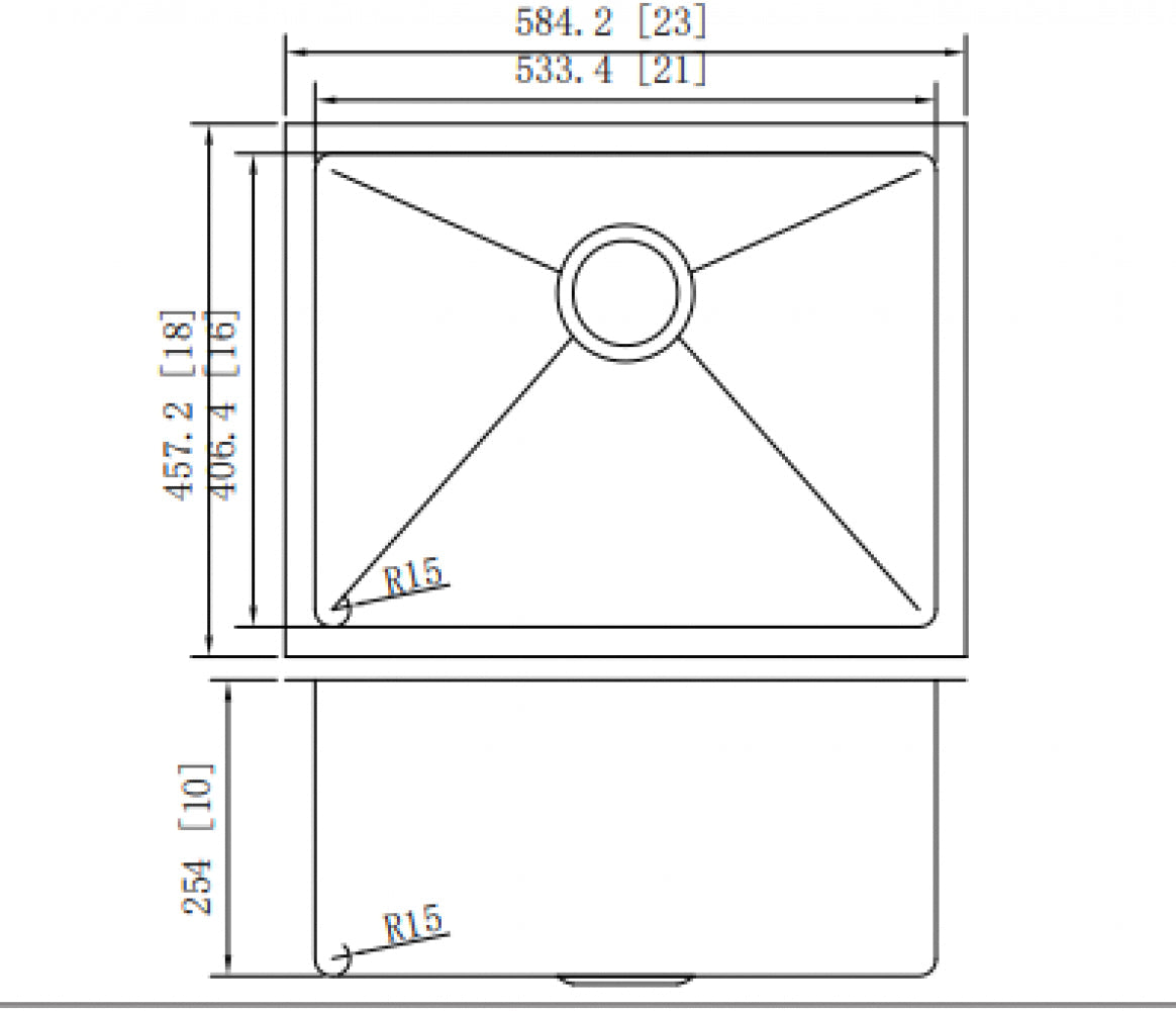 American Imaginations AI-34511 23" Stainless Steel Rectangle Stainless Steel Modern Kitchen Sink