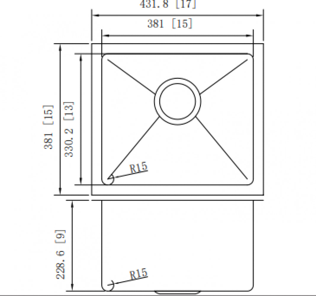American Imaginations AI-34513 17" Stainless Steel Rectangle Stainless Steel Modern Kitchen Sink