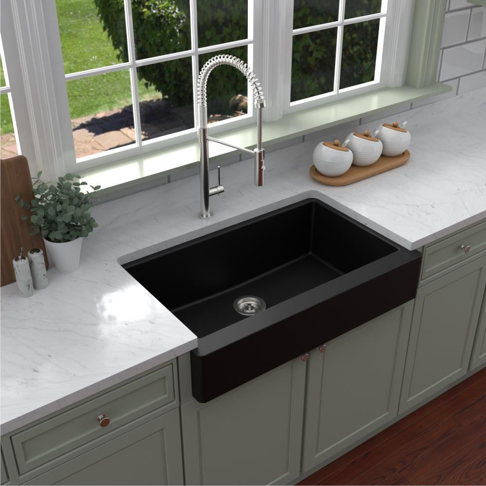 American Imaginations AI-34523 30" Black Granite Composite Rectangle Granite Composite Modern Kitchen Sink