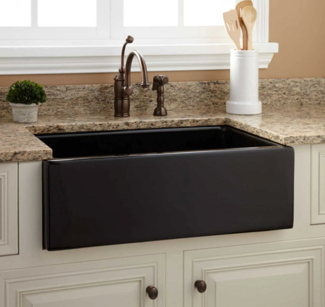 American Imaginations AI-34524 33" Black Granite Composite Rectangle Granite Composite Modern Kitchen Sink