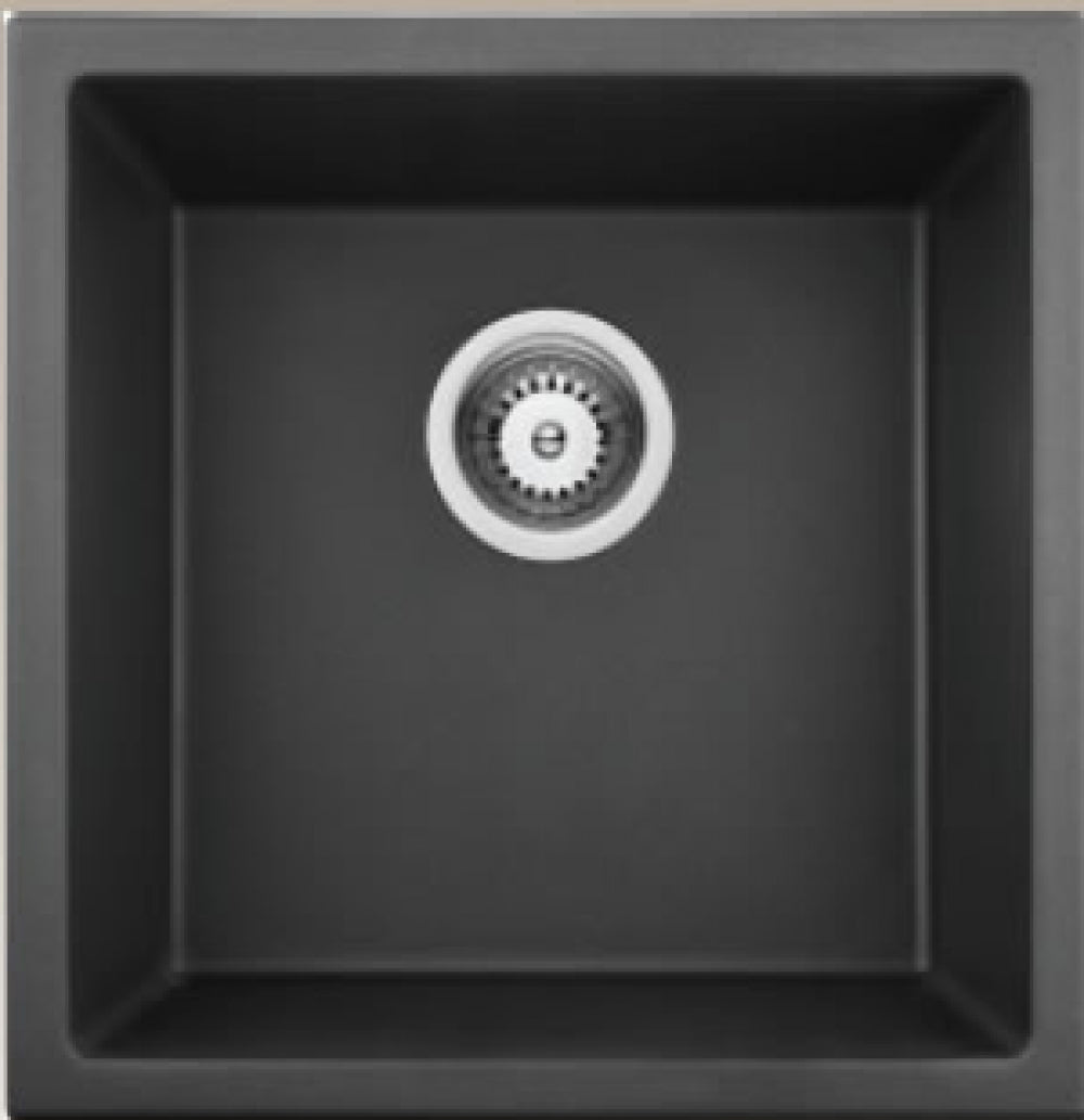 American Imaginations AI-34525 15" Black Granite Composite Rectangle Granite Composite Modern Kitchen Sink