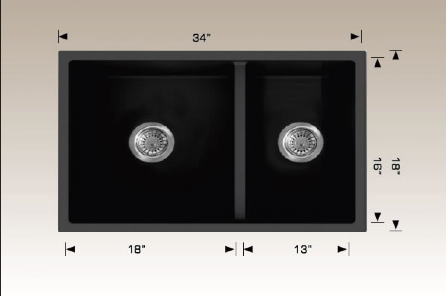 American Imaginations AI-34526 33" Black Granite Composite Rectangle Granite Composite Modern Kitchen Sink