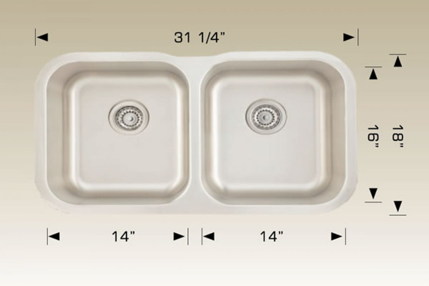 American Imaginations AI-34527 31" Stainless Steel Rectangle Stainless Steel Modern Kitchen Sink