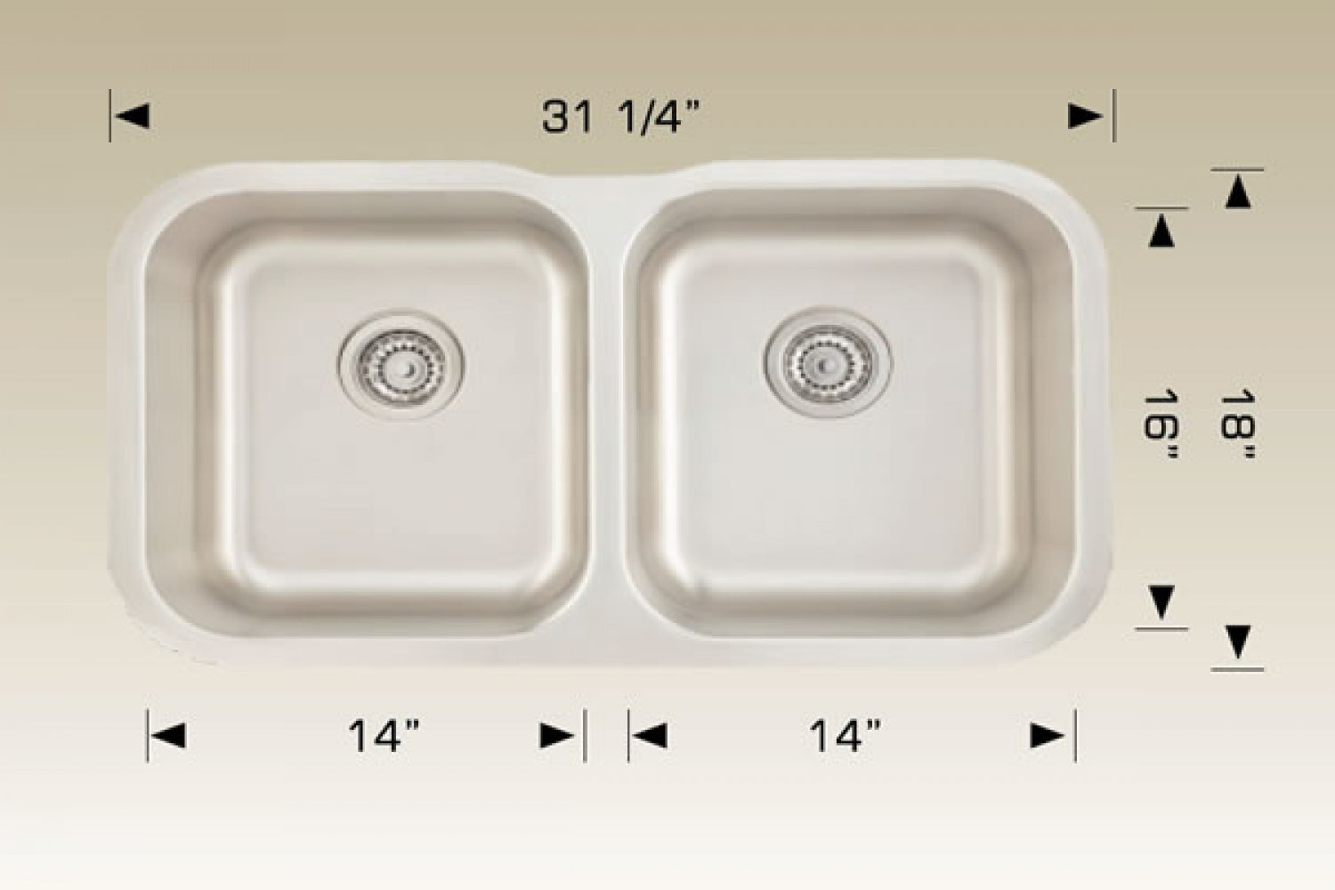 American Imaginations AI-34527 31" Stainless Steel Rectangle Stainless Steel Modern Kitchen Sink