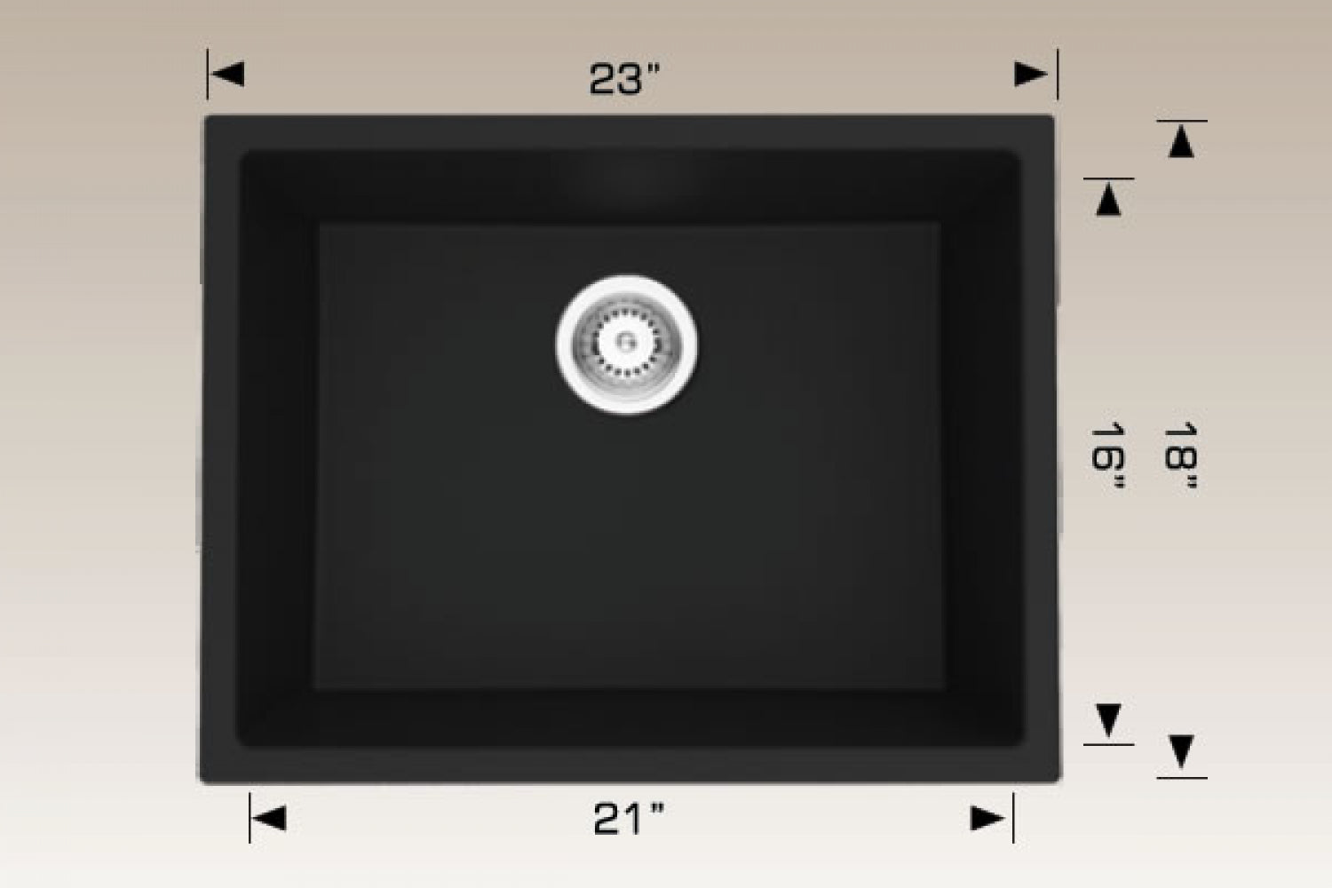 American Imaginations AI-34530 23" Black Granite Composite Rectangle Granite Composite Modern Kitchen Sink