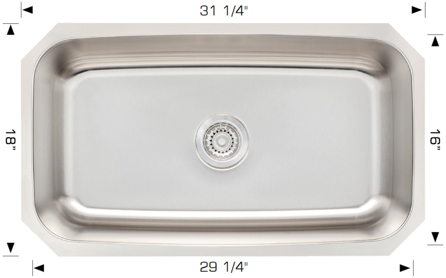 American Imaginations AI-34532 31" Stainless Steel Rectangle Stainless Steel Modern Kitchen Sink