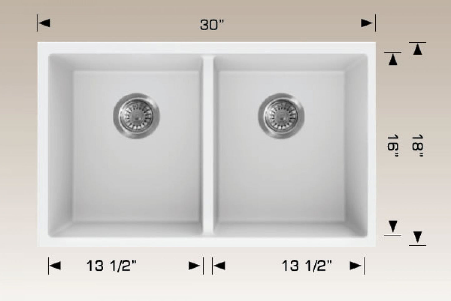 American Imaginations AI-34545 30" White Granite Composite Rectangle Granite Composite Modern Kitchen Sink