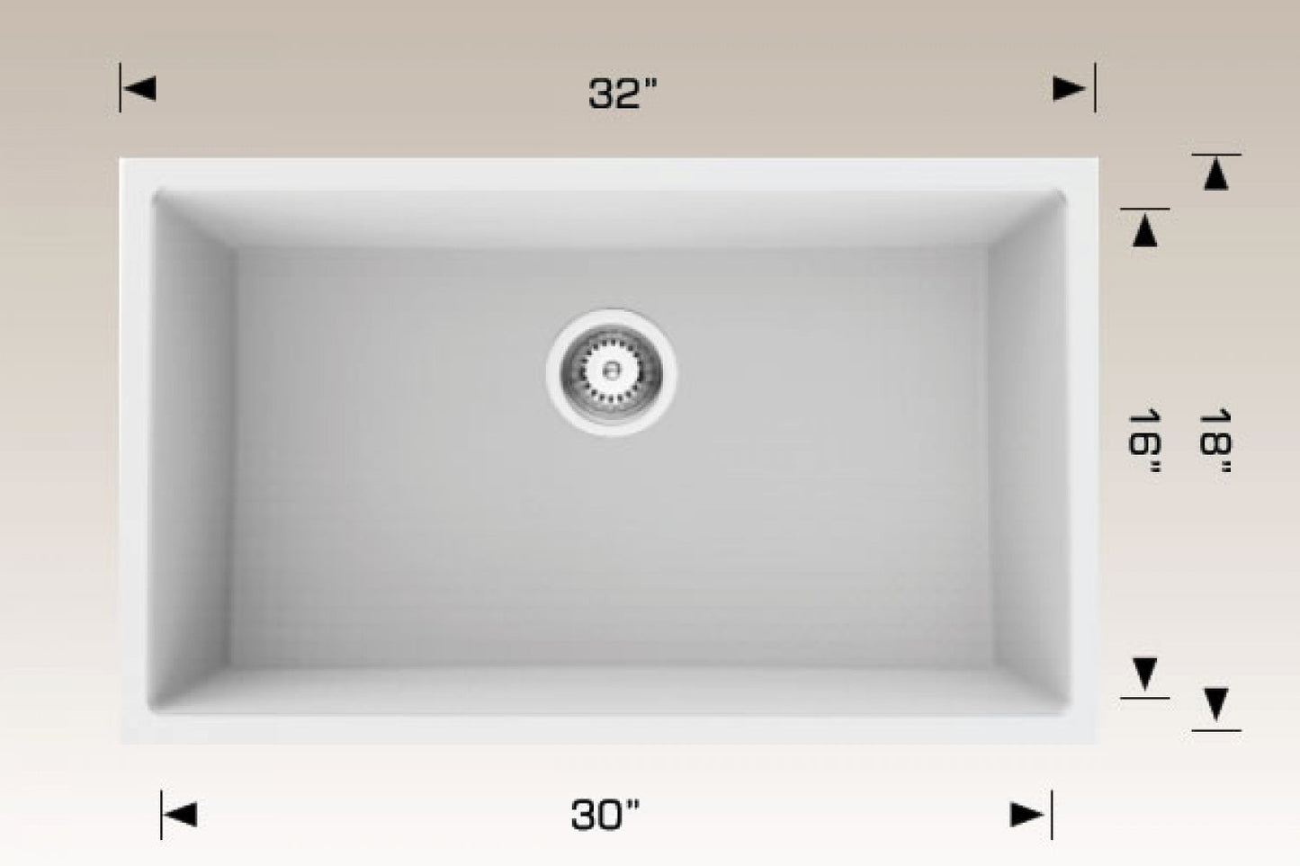 American Imaginations AI-34546 32" White Granite Composite Rectangle Granite Composite Modern Kitchen Sink