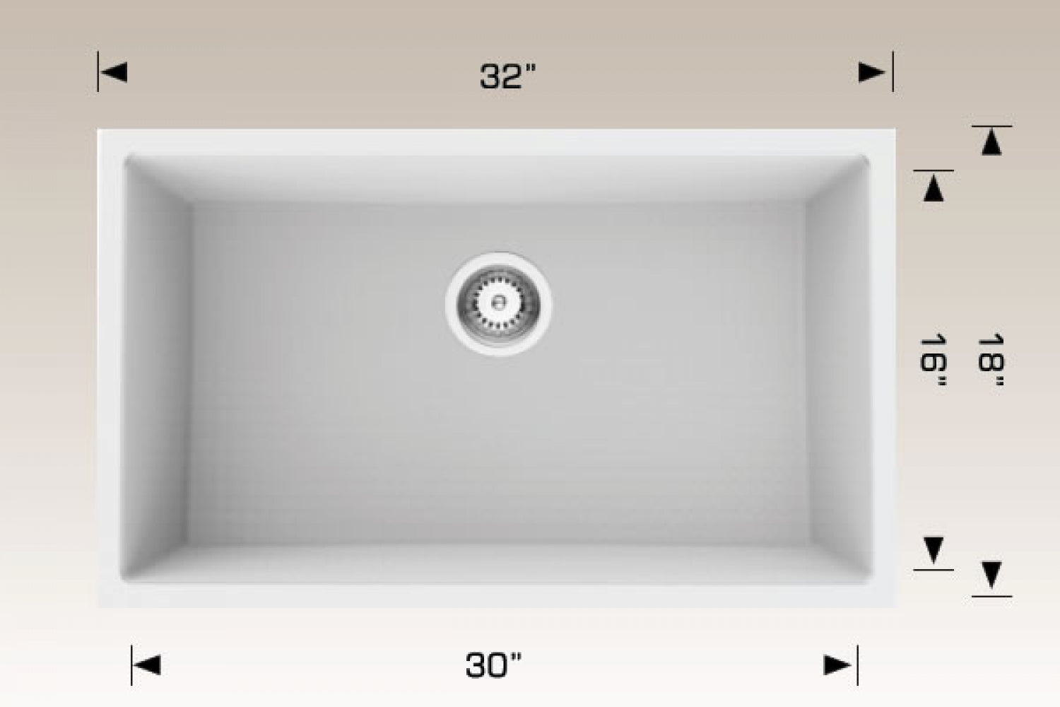 American Imaginations AI-34546 32" White Granite Composite Rectangle Granite Composite Modern Kitchen Sink
