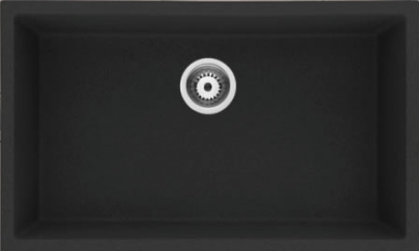 American Imaginations AI-34550 25" Black Granite Composite Rectangle Granite Composite Modern Kitchen Sink
