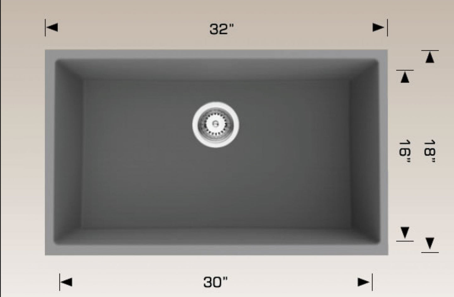 American Imaginations AI-34557 32" Grey Granite Composite Rectangle Granite Composite Kitchen Sink