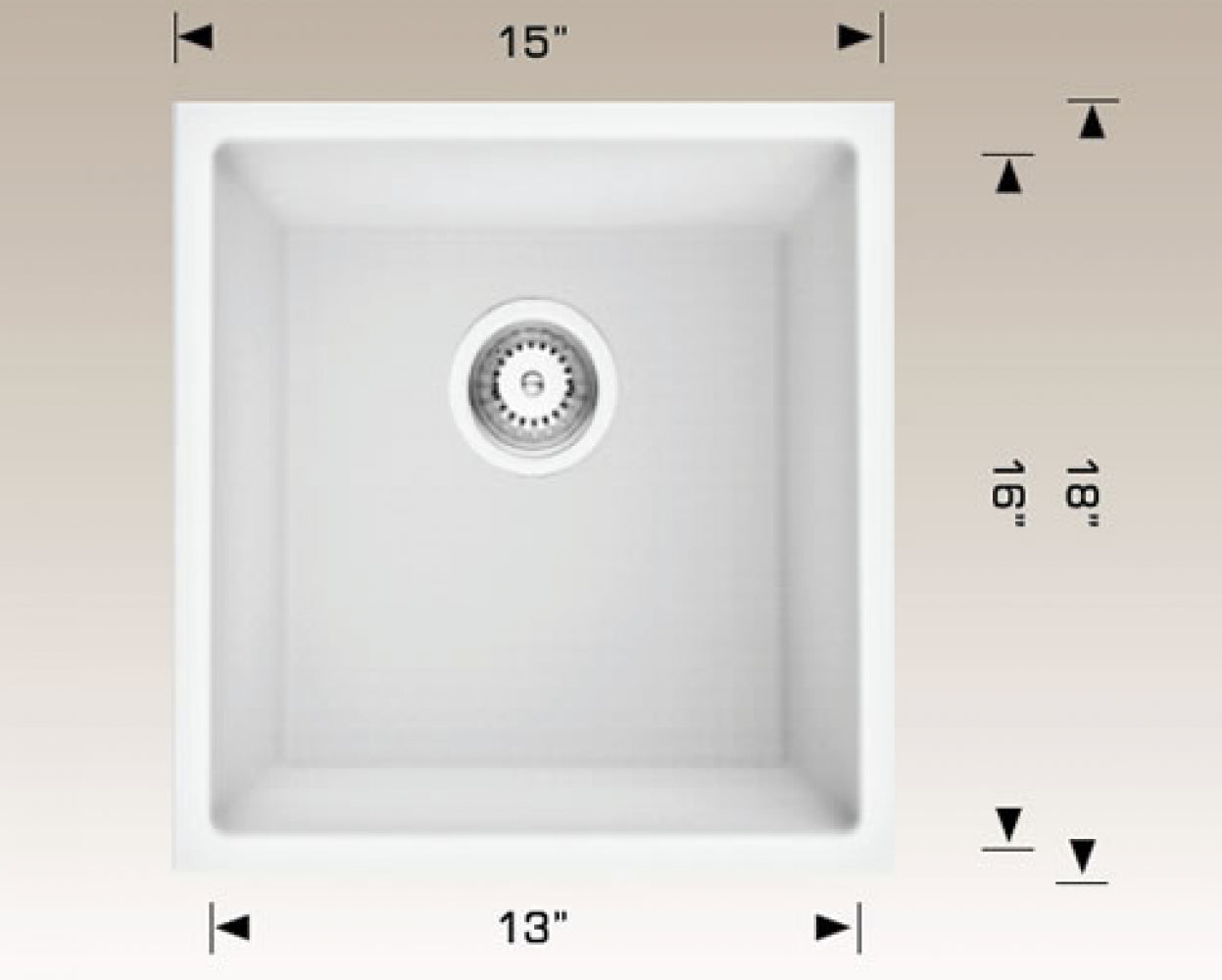 American Imaginations AI-34562 15" White Granite Composite Rectangle Granite Composite Modern Kitchen Sink