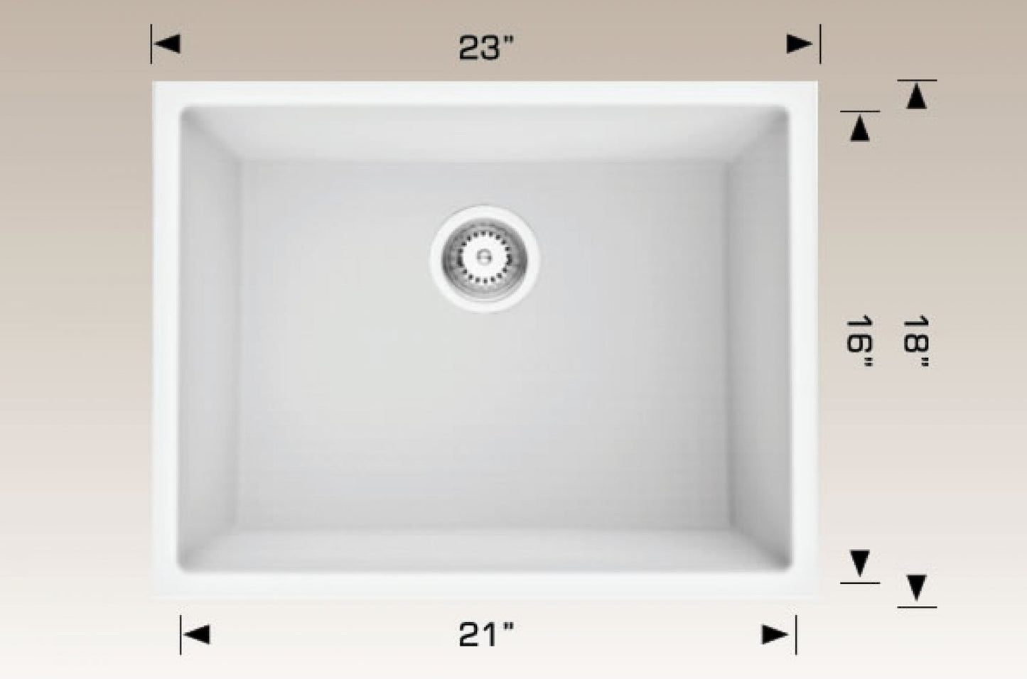 American Imaginations AI-34563 23" White Granite Composite Rectangle Granite Composite Modern Kitchen Sink