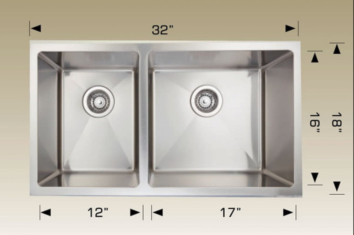 American Imaginations AI-34565 32" Stainless Steel Rectangle Stainless Steel Modern Kitchen Sink