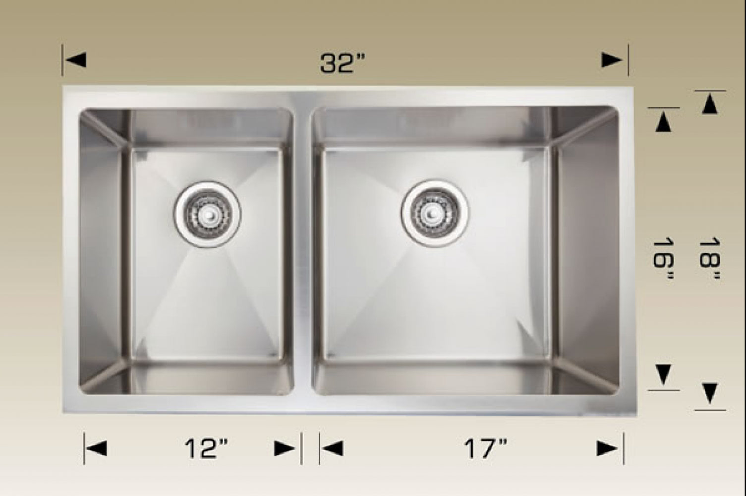 American Imaginations AI-34565 32" Stainless Steel Rectangle Stainless Steel Modern Kitchen Sink