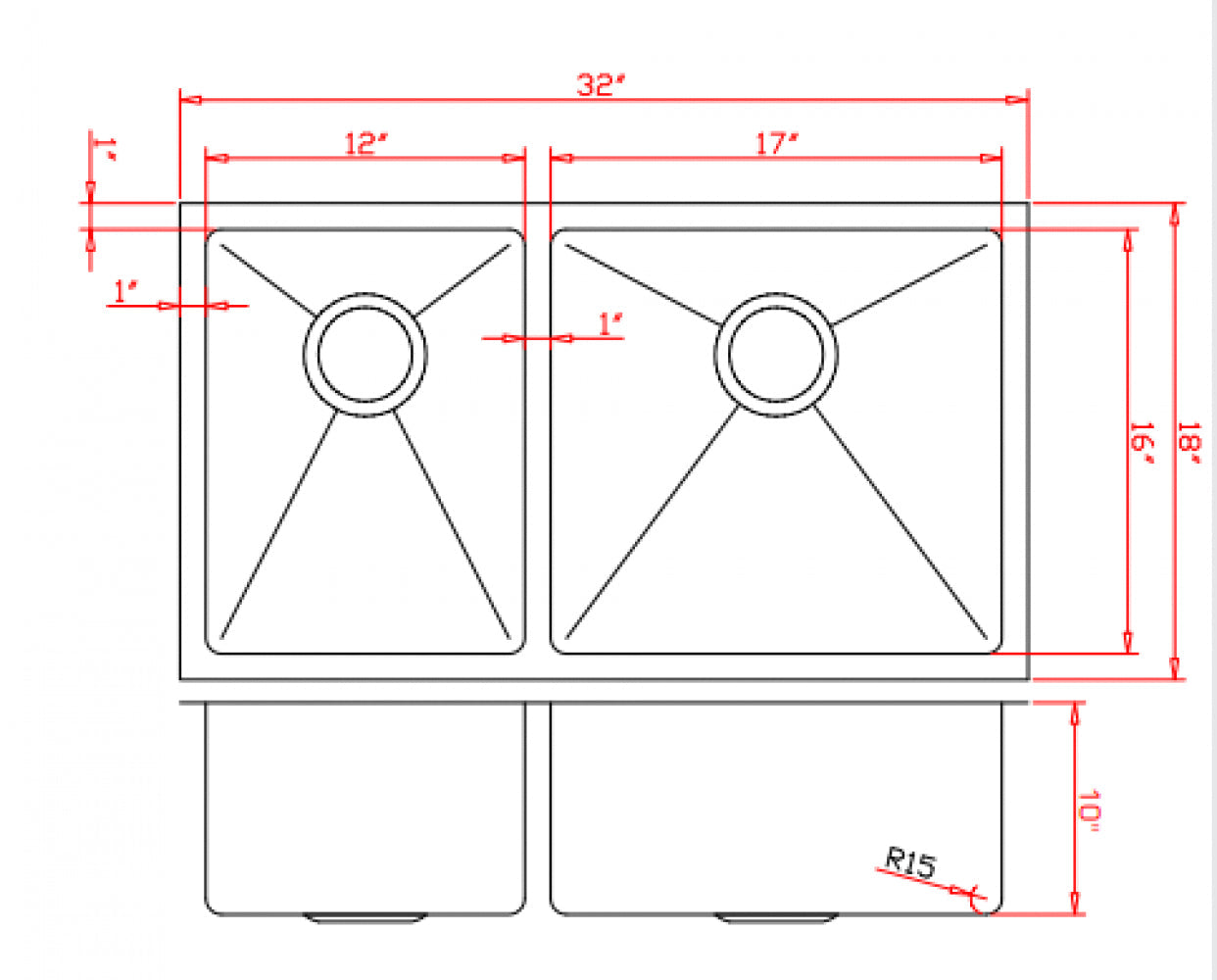 American Imaginations AI-34565 32" Stainless Steel Rectangle Stainless Steel Modern Kitchen Sink