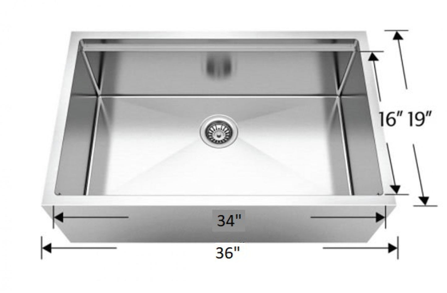 American Imaginations AI-34566 36" Stainless Steel Rectangle Stainless Steel Modern Kitchen Sink